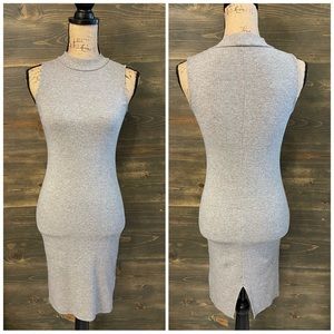 H&M Women's Size XS Heather Gray Ribbed Mock Neck Sleeveless Bodycon Dress